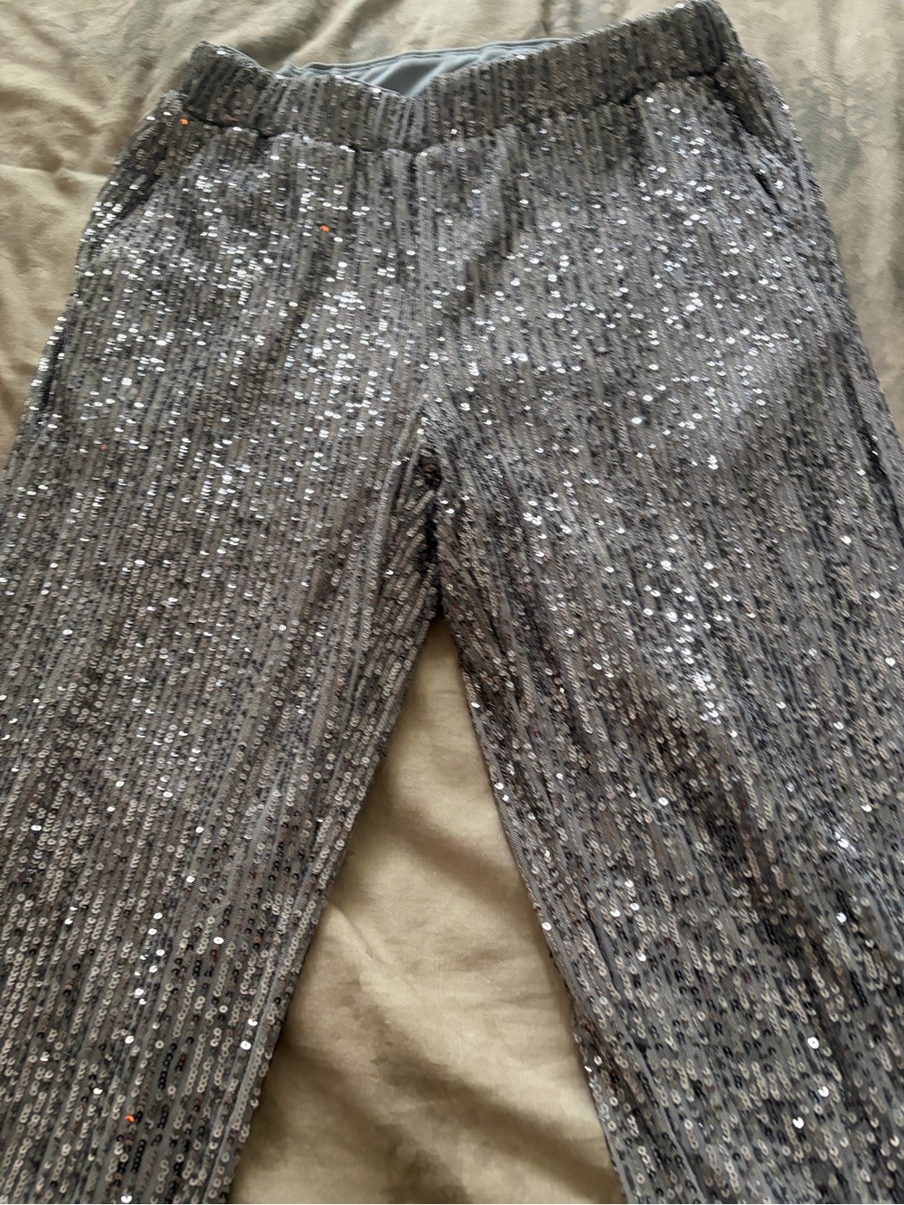 Women's Silver Sequin Stretch Knit Pants